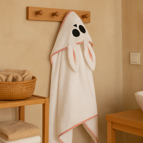 Badekåbe til børn – Alaska Bath Cape – økologisk GOTS-certificeret bomuld, sødt kanindesign, 95x60 cm, 0-5 år