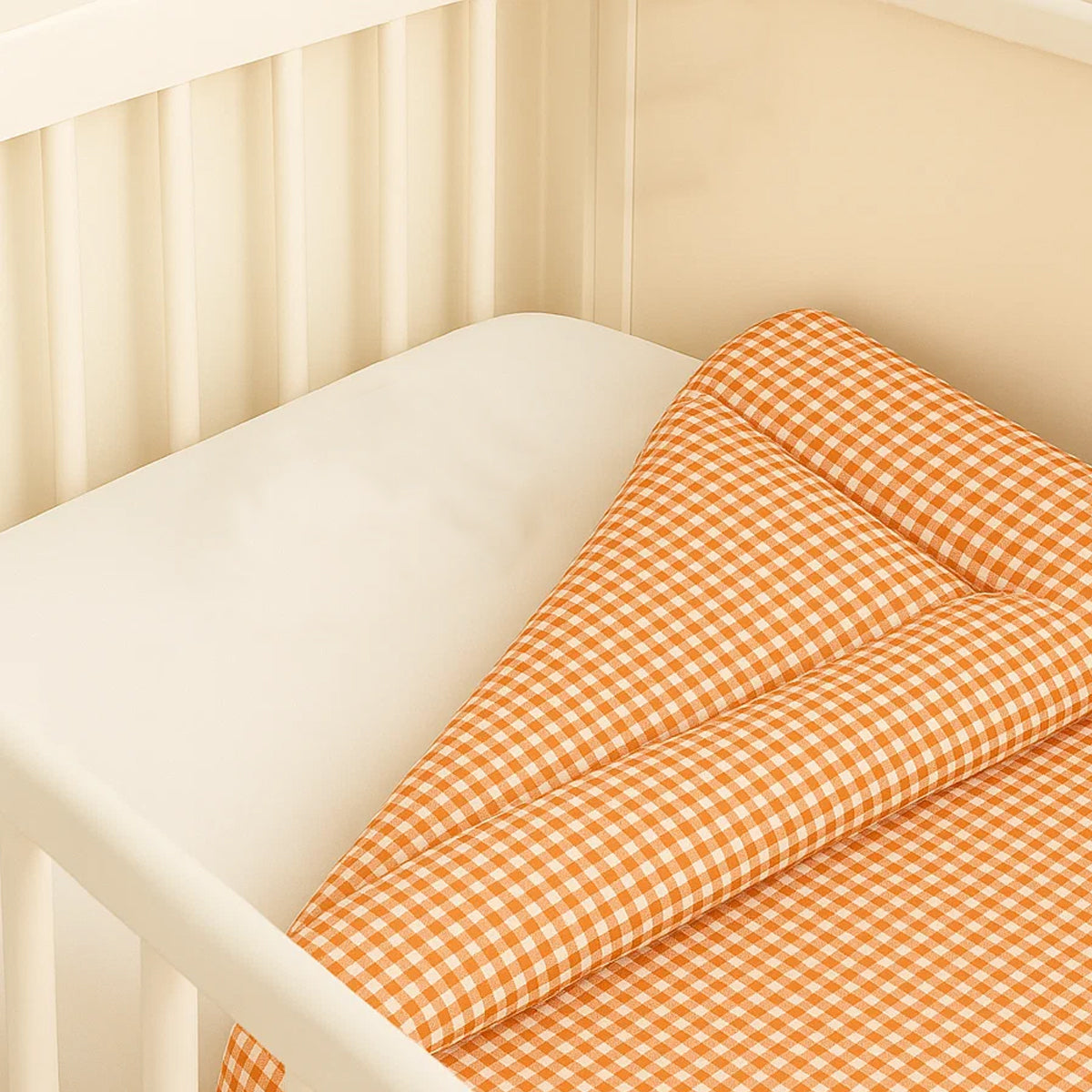 Quiltet babytæppe i dobbeltvævet økologisk bomuld (musselin), farve vichy/ternet – blødt og åndbart tæppe fra Papate, fremstillet i Frankrig