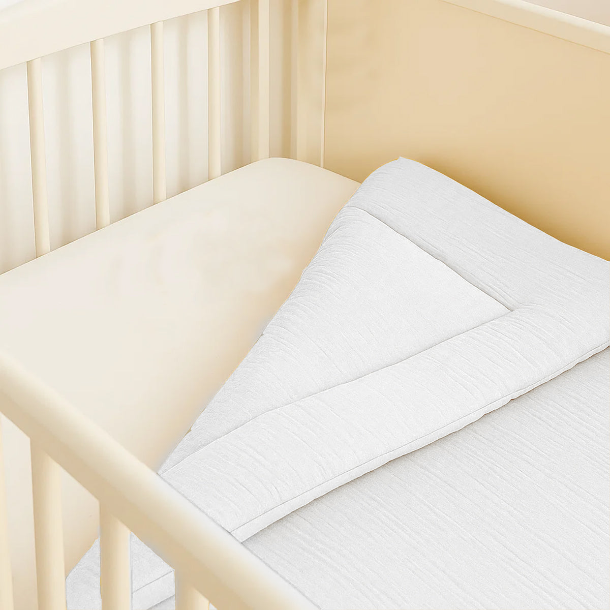 Quiltet babytæppe i dobbeltvævet økologisk bomuld (musselin), farve vichy/ternet – blødt og åndbart tæppe fra Papate, fremstillet i Frankrig