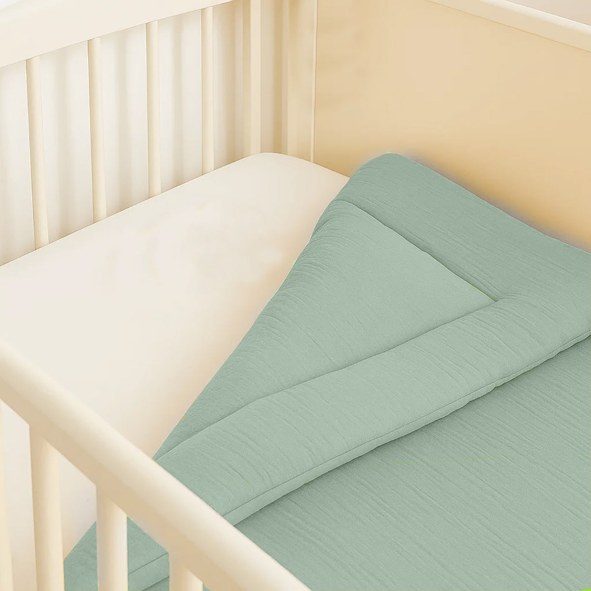 Quiltet babytæppe i dobbeltvævet økologisk bomuld (musselin), farve vichy/ternet – blødt og åndbart tæppe fra Papate, fremstillet i Frankrig
