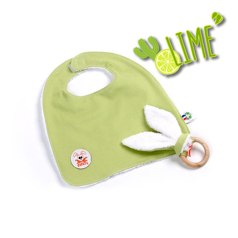 Vendbar økologisk hagesmæk i bomuld – blød frotté og musselin, fremstillet i Frankrig