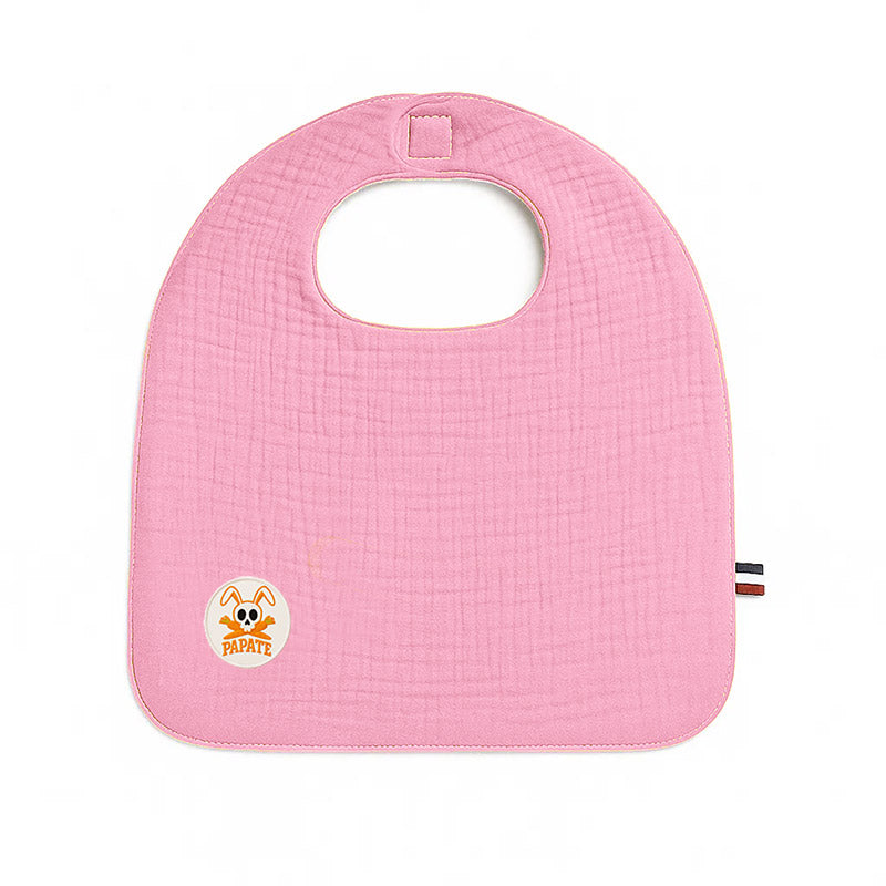 Vendbar økologisk hagesmæk i bomuld – blød frotté og musselin, fremstillet i Frankrig