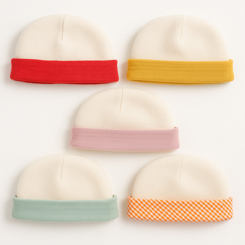 Babyhue i økologisk bomuldsfleece – blød og varm hue til nyfødte, fremstillet i Frankrig